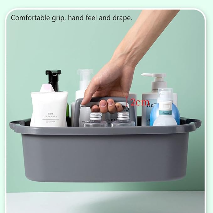 Large Cleaning Caddy with Handle, Tool Storage Basket Organizer, Sturdy Pail Bucket Organizer, Household Bucket for Cleaning Supplies - Gray