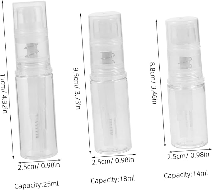 LIFKOME 3pcs Portable Powder Sprayer Dispenser Bottle 14ml 18ml 25ml White | Pet Body with Pp Nozzle, Refillable Design, Precise Control for Talcum Powder and Dry Shampoos, Travel and Daily Commutes