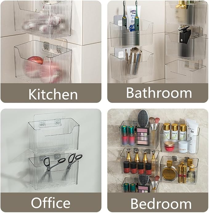 2 Pack Adhesive Cabinet Door Organizer, Storage Bins Lid Organizer Cabinet Wall Mount Pantry Door Caddy Containers for Kitchen Bathroom Countertops