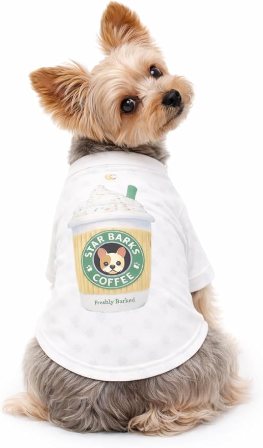 Luxury Designer Dog T Shirt – Trendy Puppy Clothes for Small Dogs, Fashion Pet Tee for French Bulldogs & Chihuahuas, Everything Chic Dog Apparel (StarbarksTee, Large)