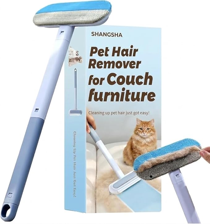 Pet Hair Remover for Furniture, 17.3Inch, Reusable Lint Brush for Dog and Cat Hair - Multifunctional Fur Removal Tool, Gentle on Couches, Carpets, Car Seat, Clothes, Bedding(2 Pack)