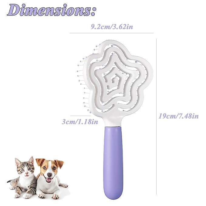 Star Shape Small Dog Brush - Soft Grooming Puppy Massage Brush, Pet Hair Bathing Brush Comb, Hangable Grooming Tool for Poodles, Teddy, Yorkies, Maltese, Shih Tzu, Chihuahua (Purple)