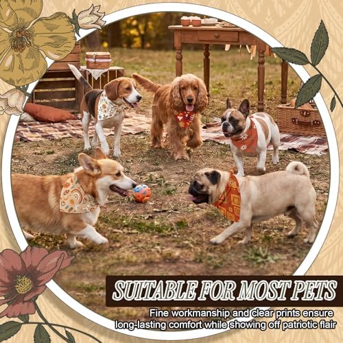 Abbylike 50 Pcs Boho Dog Bandanas Bulk Bohemian Earth Tone Bandanas for Dogs Triangle Kerchief Bib Scarf for Pets Party Costume Aesthetic Dog Photo Props Accessories, 25 Styles (25.6 x 17.7 x 17.7)