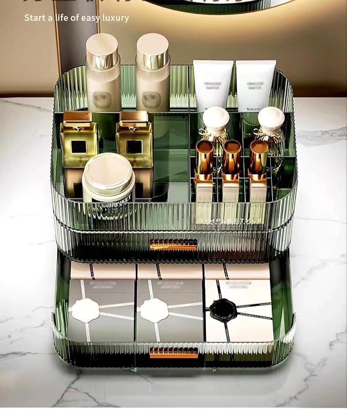 Makeup Organizer with Stackable Drawers, Bathroom Counter Organizer. | Drawers Can be Stacked, Cosmetic Display Case, Ideal for Make Up, Skincare, Perfume; Suitable for Dresser Top, Vanity