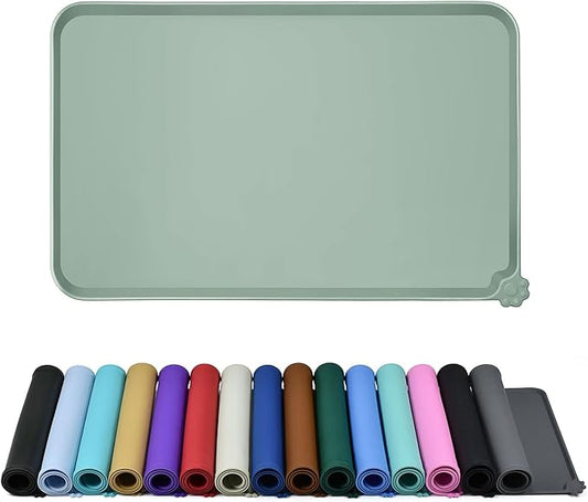 Reopet Waterproof Pet Feeding Mat, Non-Slip Silicone Placemats for Dog Cat Food and Water Bowl, High Raised Edges to Prevent Spills and Protect Floors