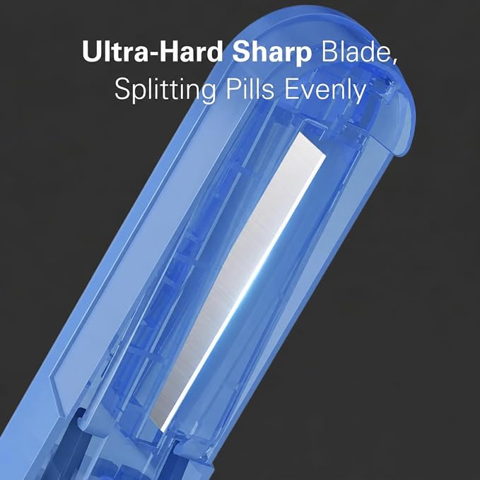 ONE PIX Pill Cutter Splitter for Small and Tiny Pills, Multiple Pill Splitter with Centering Device & Hidden Blade, Adjustable Tablet Cutter for Large Pills, Seniors, Pets, Blue