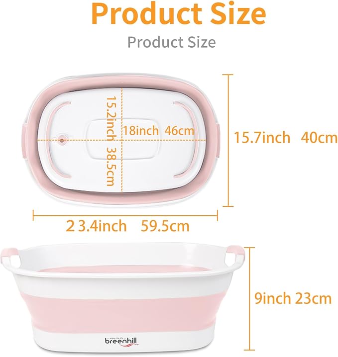 Collapsible Dog Bath Tub, Portable Puppy Bathtub with Drain Plug, Pink | Collapsible and Portable, Easy Water Drainage, For Small Dogs, Puppies and Cats; Indoor and Outdoor Use, Space-Saving Storage
