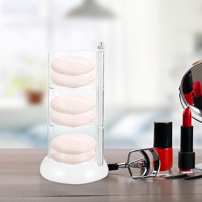Rotatable Makeup Cotton Pads Organizer, Three Layer Pet Pp Case