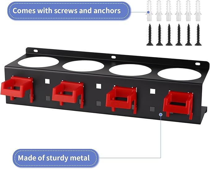 MOLIGOU 2 Pcs Spray Bottle Holder Wall Mount, Detailing Bottle Organizer, Spray Bottle Rack with 4 Holes and 4 Hooks