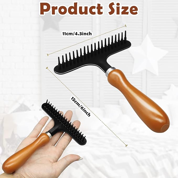 HINGTAI Portable Carpet Rake, Matted & Shag Rug Rake, 6.0 x 4.3 inches, Black