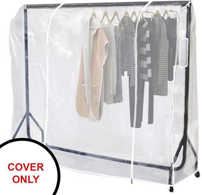 Ruibo Clear Garment Rack Cover for Clothes Rack Cover with 2 Durable Zipper/Clothing Waterproof, Dustproof Protector (S:47.2x20x60 inch)