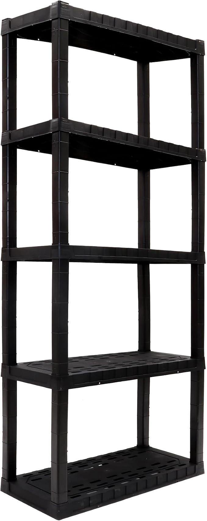 Oskar Heavy Duty Plastic Storage Shelves- for Garage, Kitchen, Bathroom Basement Kids Room, Stackable 5-Tier Black, Organizer Rack for Books Shoes, Toys, Pantry, Cleaning and Closet Organization