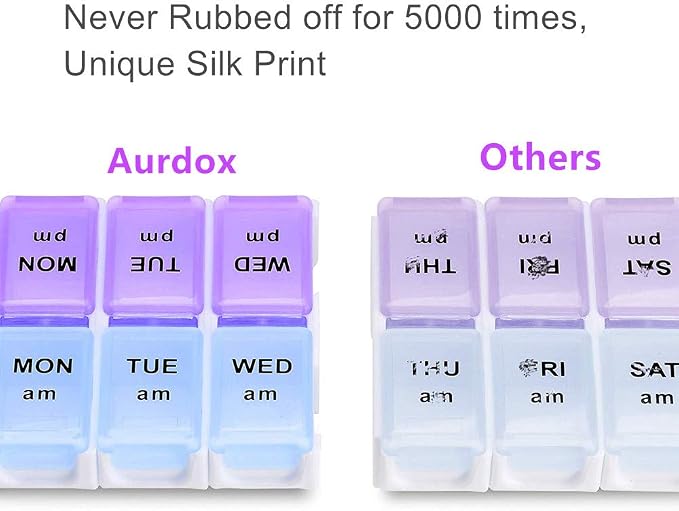 Twice a Day Detachable Weekly Pill Organizer with AM/PM Compartments Large, BPA Free Travel 7 Day Pill Box Case with Moisture-Proof Design