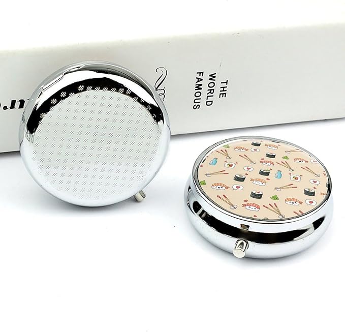 Pocket Medicine Case, Sushi Round Small Organizer, Waterproof Pill Box for Vitamins, Travel Holder Purse Carry for Commute