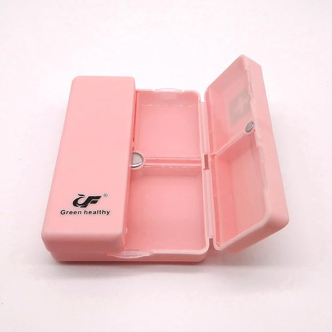 Daily Magnetic Pill Box Organizer 7 Tray Travel Size Medicine Case | Cute Small Pocket Pill Dispenser Container Capsule Reminder Tracker for Medication, Fish Oil, Supplement, Tablets, Pink