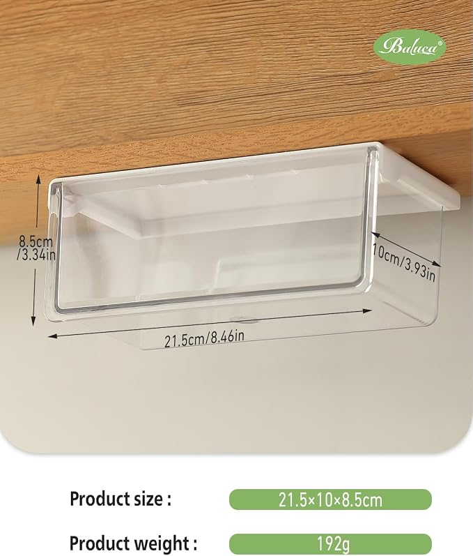BALUCA Small Clear Stackable Storage Drawers – 33° Angled Acrylic Makeup Organizer for Vanity, Undersink & Kitchen Cabinets | Multi-Purpose Plastic Storage Bins & Drawer Organizer Bins (Large)