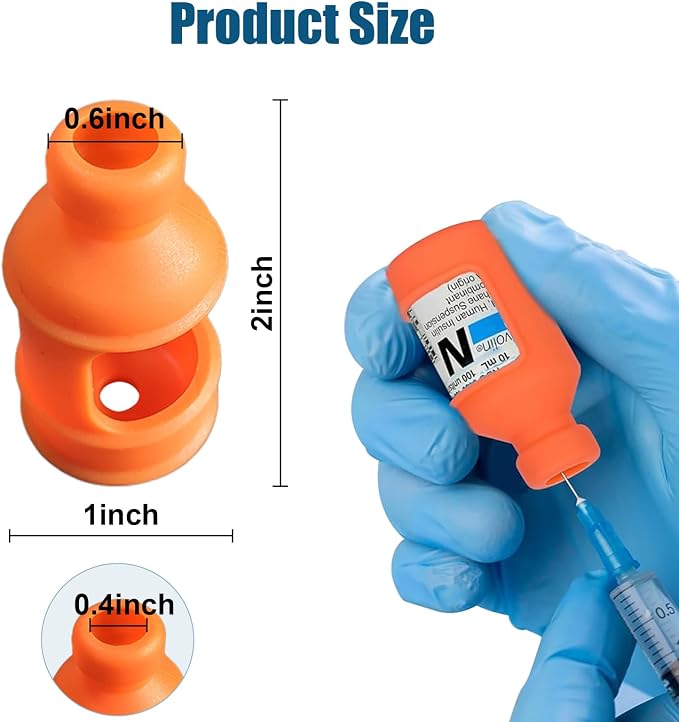 3 Pack Insulin Vial Bottle Protector Sleeve for Diabetic, Silicone Protective Case to Protect Insulin Vial from Breaking, Suitable for 10ml Short Insulin Vials (Orange)