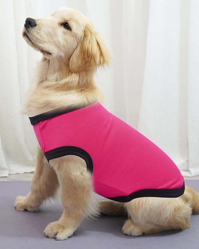 PET SHOW 4 Pack Pink Dog Shirts for Medium Dogs Girl | Breathable t-shirts for dogs,polyester,sleeveless vest,holiday birthday puppy clothes tank top,L