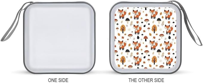 Protective 40-Disc CD/DVD Wallet Cute Fox Fall Mushrooms, Hard Plastic Storage Binder with Handle, Portable Organizer for Car Office Travel