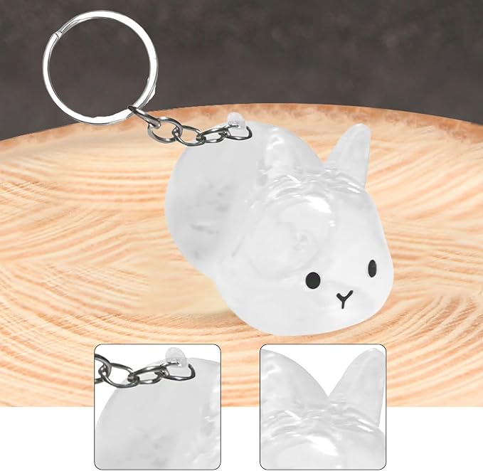 Colaxi Pet Bottle Keyring Rabbit Shaped Keepsake Portable Cute Transparent Pet Hair Holder Bag Charm