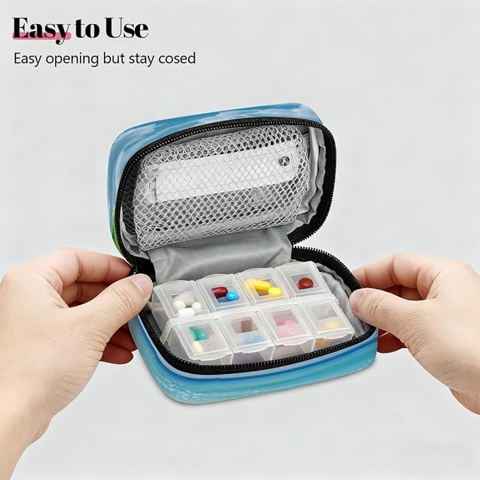 Travel Pill Organizer Beautiful Beach Starfish Shell Small Pill Case