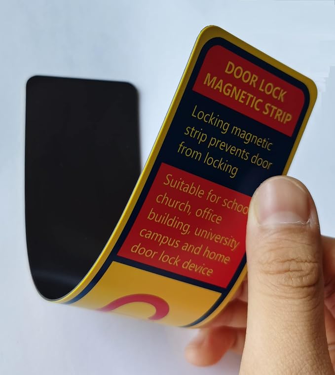 60 Pack Lockdown Magnetic Strips for School Office Public Business District Lockdowns Rapid Lockdown Magnet Strongest Lockdown Magnet 0.8mmThick (Yellow, Printed Version)