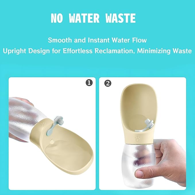 Portable Dog Water Bottle, 12 oz, Leak-Proof Travel Pet Dispenser, Teal,Puppy Water Dispenser with Drinking Feeder for Travel (Yellow, Small)