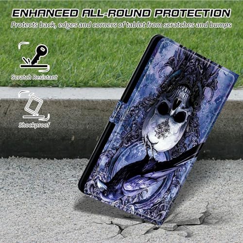 Universal Tablet Case for T-Mobile Revvl Tab 2 10.1" 2025/Revvl Tab 5G 10.36" 2023, 360 Degree Rotating Kickstand Protective Stand PU Leather Shell Cover for 9"-10.5", Grey Skull Eagle