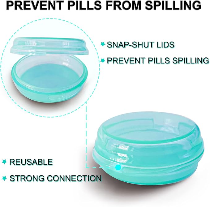UHOUSE Small Pill Box (3 Pack), Daily Mini Pill Organizer Portable for Purse Pocket,Travel Pill Case Medicine Storage Container Earplug Case(Green)