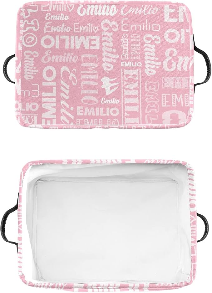 Personalized Toy Box Storage Bins for Boys Girls with Name, Kids Custom Storage Basket Cubes Organizer with Handles, Shelf Closet Storage Baskets Bin Customized Gift, 1 Pack