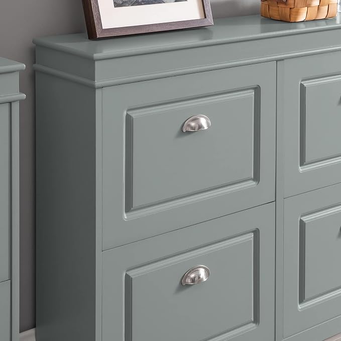 Haotian Shoe Storage Cabinet with 4 Flip Drawers | Freestanding Shoe Rack, Shoe Storage Cupboard Organizer for Entryway(FSR79-HG, Grey)