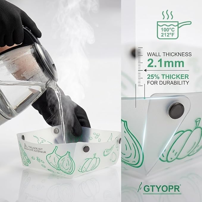 GTYOPR® Food-Grade PP Collapsible Bowls 3-Pack - Leakproof, Lightweight Foldable Design | Perfect for Travel, Picnics, Emergency Prep (Medium)