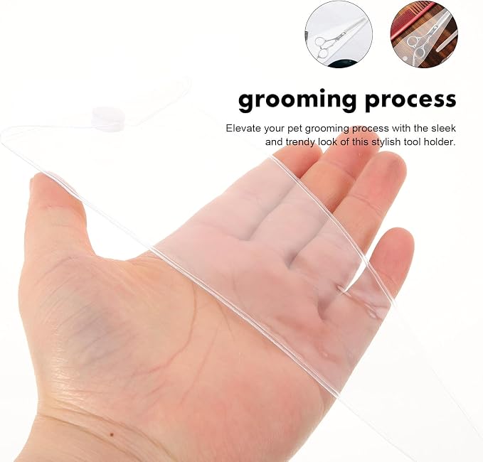 6pcs Pet Grooming Scissor Storage Bag PVC Portable Organizer | Compact Grooming Tool Holder, Easy Item Identification, Sleek Trendy Style for Pet Care Supplies