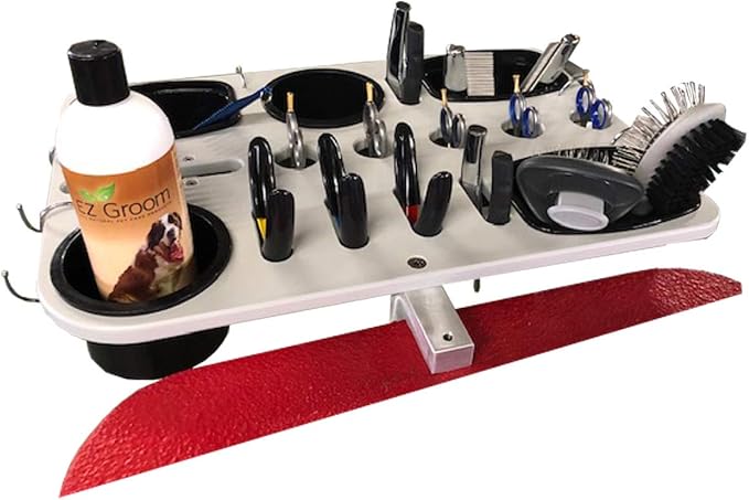 Dog Grooming Table Tray with Tool Holder, 2 Cup Holder, Cell Phone Holder