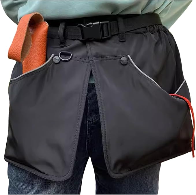 Dog Trainer Apron with Multi Pockets and Waist Strap Adjustable Dog Training Pant Waterproof Dog Training Shorts Dog Handler Clothing for Outdoor Training Activities Black L
