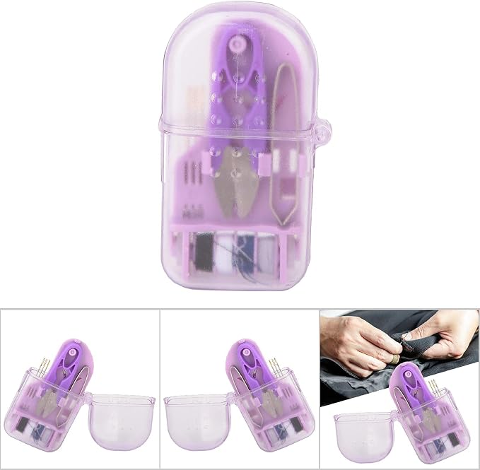 Sewing Tools Kit Mini Sewing Box Mini Sewing Kit Travel Sewing Kit Travel Sewing Box Sewing Thread Organizer Mini Needle and Thread Sewing Tool Set, Needle Thread Scissors Set, Home Use(Purple)