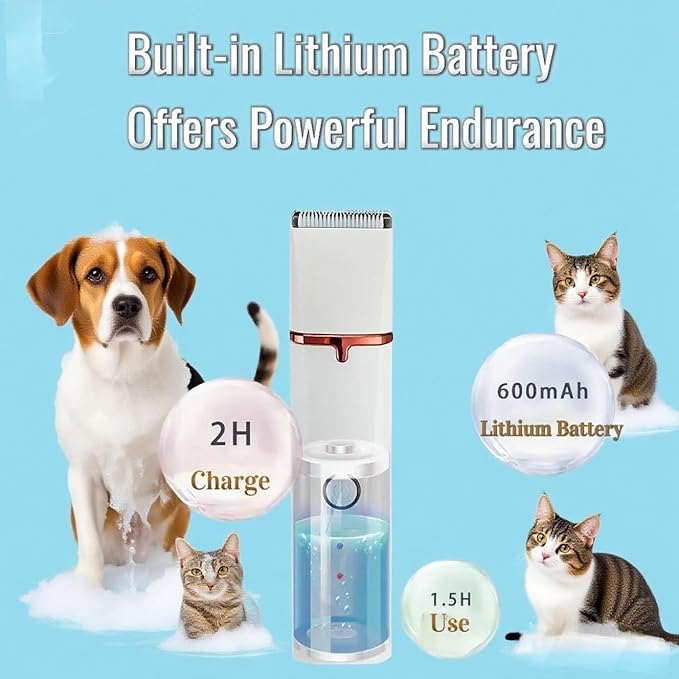 Dog Clippers Grooming Kit 4 in 1 Pet Hair Clipper-Low Noise Dog Paw Trimmer- Rechargeable - Cordless Quiet Pet Dog Cat Nail Grinder Trimming Hair Around The Eyes and Ears for Dogs and Cats (White)