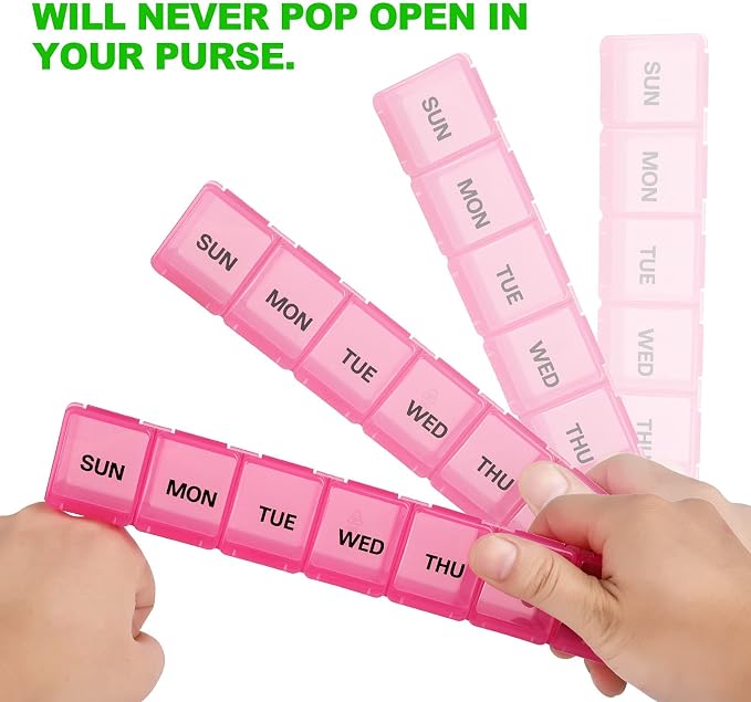Pill Organizer 7-Day Weekly Pill Organizer | Portable Medicine, Daily Pill Cases for Pills/Vitamin/Fish Oil/Supplements