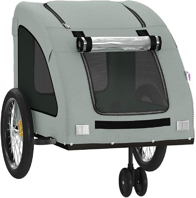 Pet Bike Trailer for Small Dogs, Foldable Bicycle Cargo Carrier with Steel Frame, Red and Black, Oxford Fabric, Load Capacity 66.1 lb
