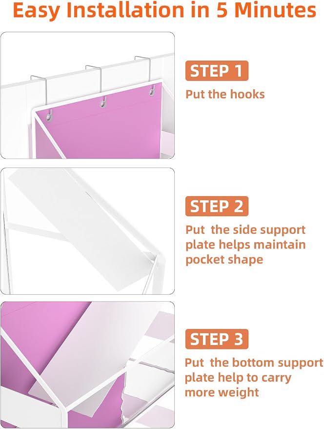 Over the Door Organizes- 6 Tier Stuffed Animal Storage, Bathroom Organizers and Storage, Swing-proof Hanging Organizer for Toys/Nursery Newborn Baby Essential Stuff (Clear-pink)