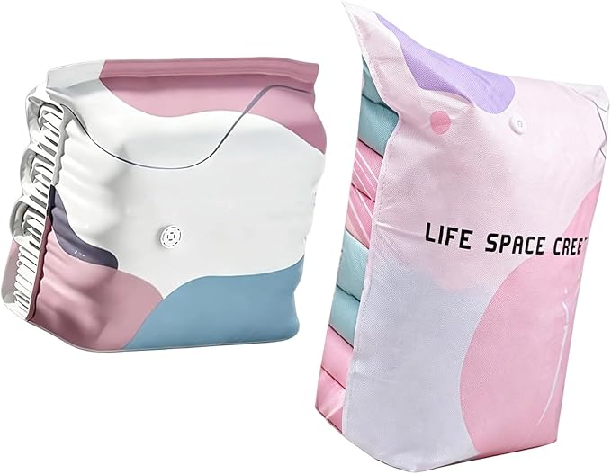 Vacuum Storage Bags, Space Saver Jumbo Cube Vacuum Sealer Bags with Hand Press and Hose Dual Air Extraction for Comforters Blankets Clothes Dorm Moving Closet Organizers