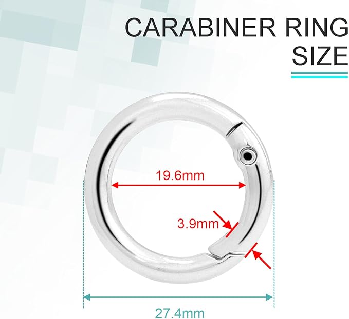 CooBigo 3/4 Inch Trigger Spring O Rings, Metal Round Carabiner Clip Snap Hook, Keyring Buckles for Replacement Purse Strap, Paracord Lanyard , Keychain Rings Hardware DIY Crafts Making 10pcs Sliver