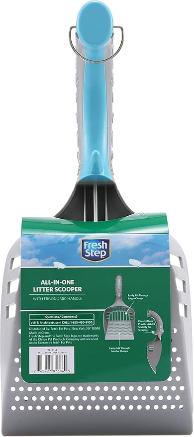 Fresh Step All-In-One Cat Litter Scoop with Ergonomic Handle, 2-Pack | Deep shovel design, ergonomic handle grip, Kitty Litter Scooper for fast and easy daily scooping