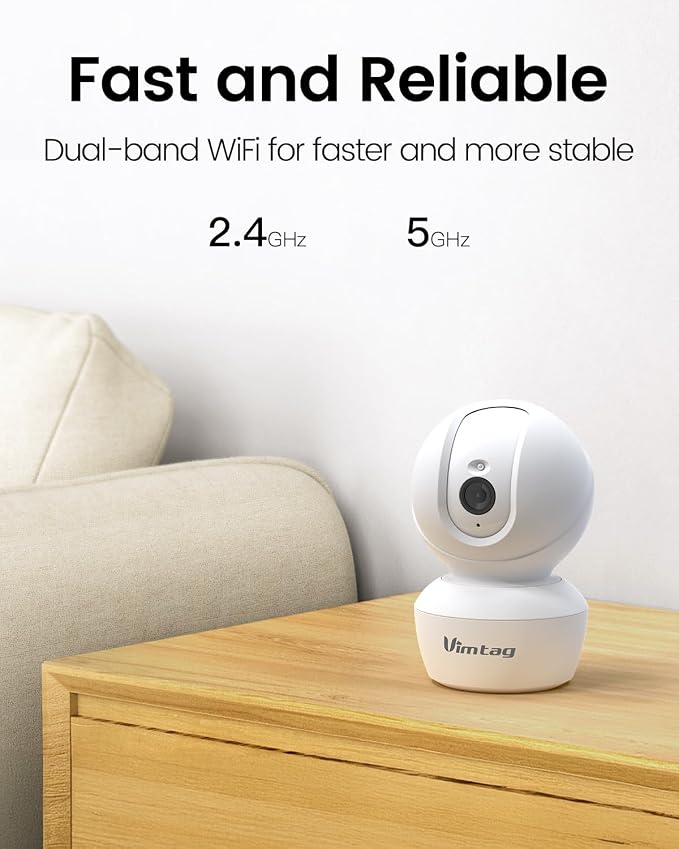 VIMTAG 4MP 5G Indoor Camera, Dog Camera with Speaker Pan 360° View, Cameras for Home Security Pet Baby with Motion Tracking Night Vision Phone App, 2-Way Audio, 24/7 SD & Cloud Storage,w/Alexa, 2Pack