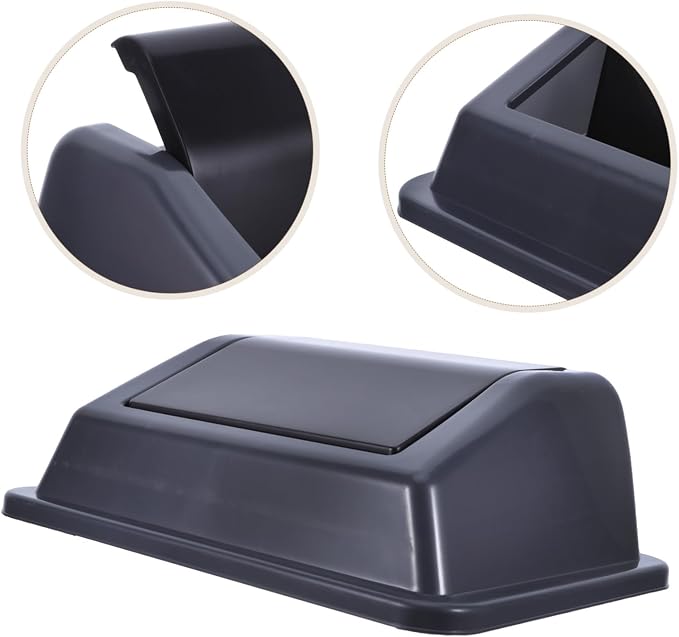 MAGICLULU L Plastic Swing Top Trash Can Lid Replacement for Waste Bin, Rectangle Flip Cover with Easy Installation, for Home and Pet Food Storage