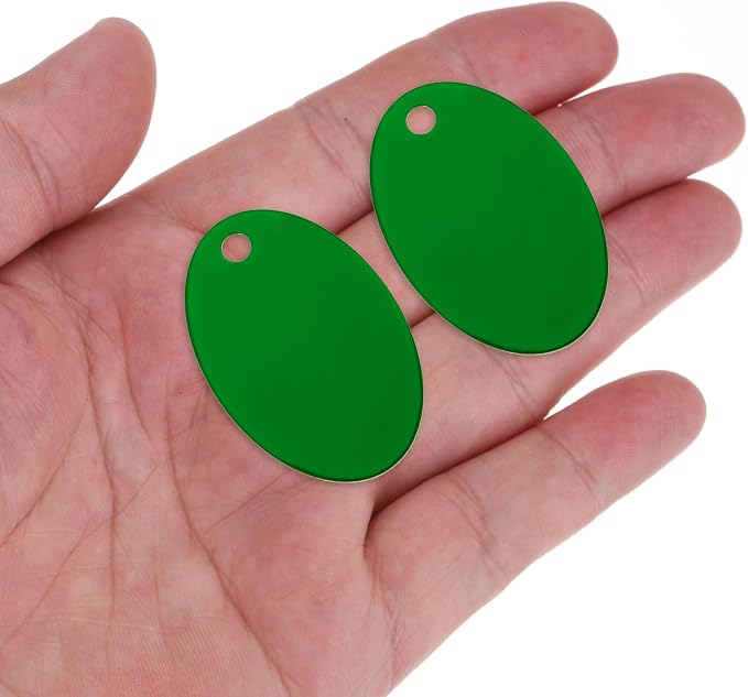 Rebower Aluminum Blank Tags Engraving Metal Stamping Blanks,[for Number Tag, Dog Tag,Pendant Decoration] - 1.5 x 1 Inch/Green / 25 Pcs