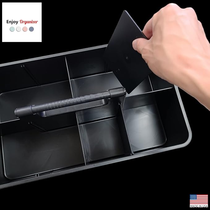 Enjoy Organizer- 2 Commercial Extra Large Portable Stackable Carry Caddy, Black, Carrier for Cleaning, Bathroom, Supplies, Tools, All-Purpose Made in USA (2)