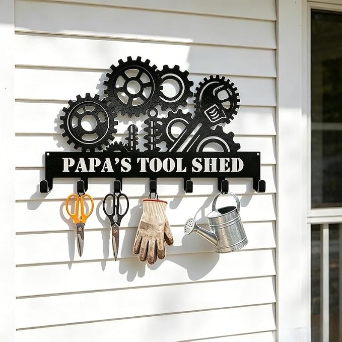 Custom Text Gear Tool Wall Hook Rack, Personalized Garage Organizer | Key Holder Wall Mount, Dog Lover Gifts, Metal Decor, House Warming Gifts New Home, Dog Leash Holder for Wall