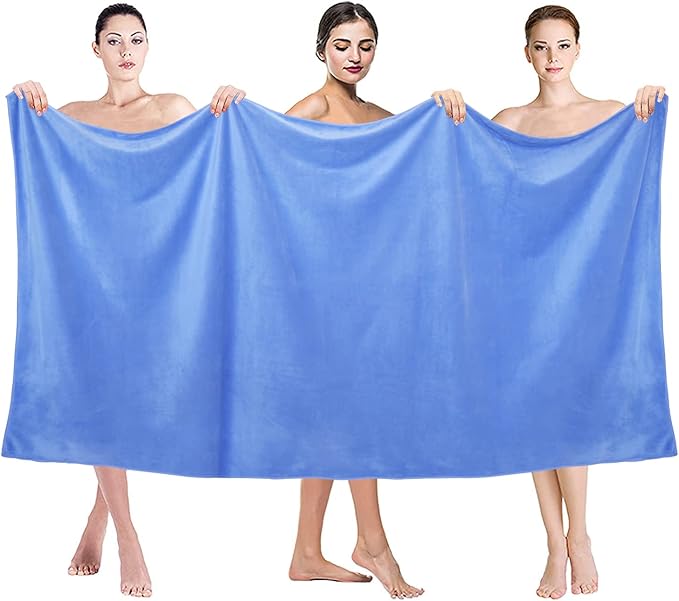 JML Bath Sheet Towels Pack of 2, 40" x 80", Extra Large Microfiber Towel Set with Hanging Loop for Adult, Soft Super Absorbent Fast Drying for Sauna Hotel Beach Sports Fitness Yoga, Blue