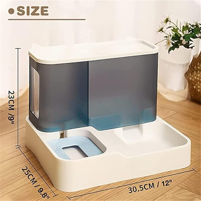 2 in 1 Pet Automatic Food and Water Dispenser, Cat Feeder, Dog Feeder,Pet Water Dispenser,Pet Automatic Feeder, Pets Auto Feeder (Grey)
